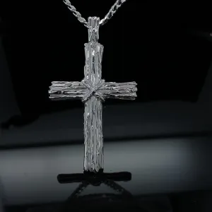 Heavy Men's Rustic Driftwood Cross & Chain