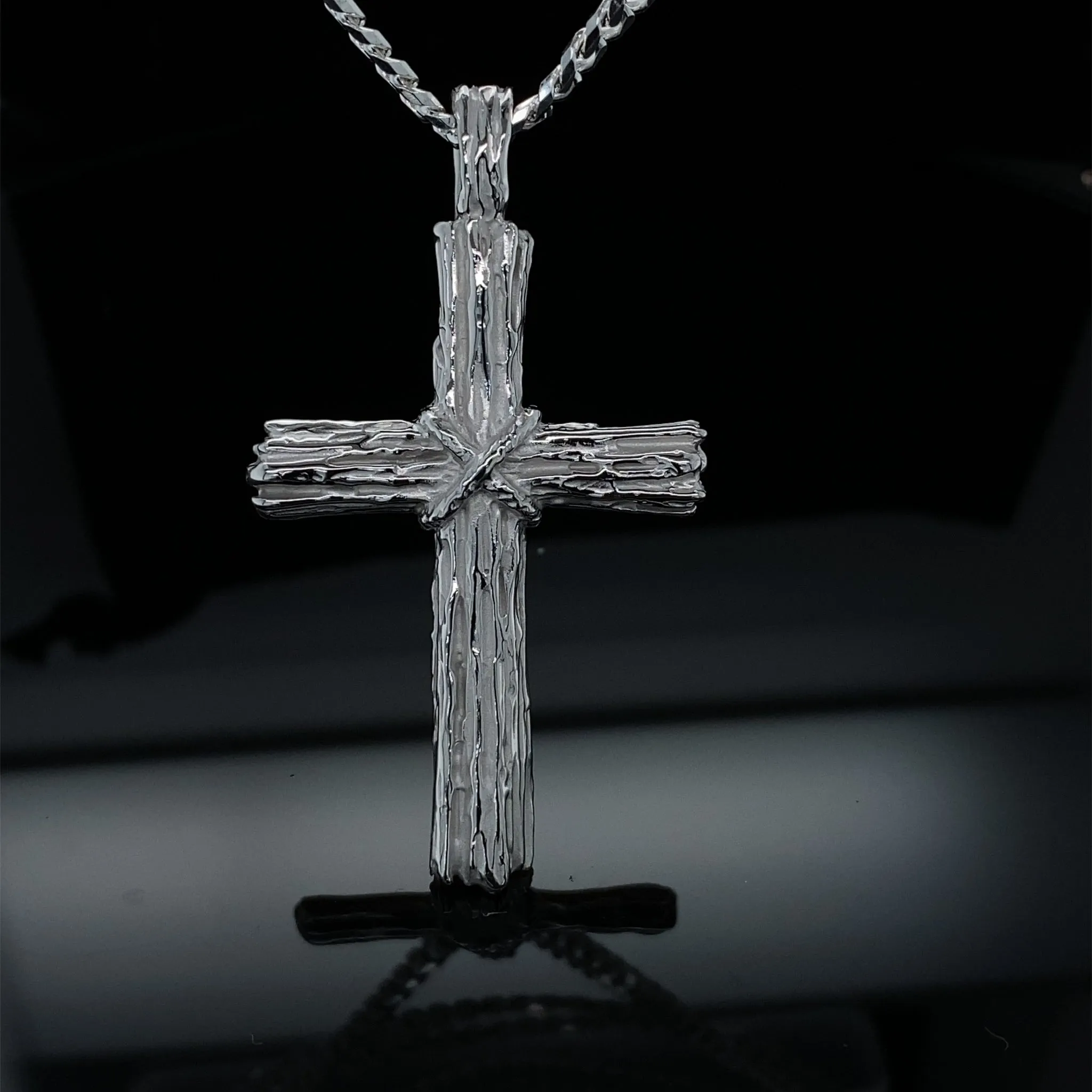 Heavy Men's Rustic Driftwood Cross & Chain
