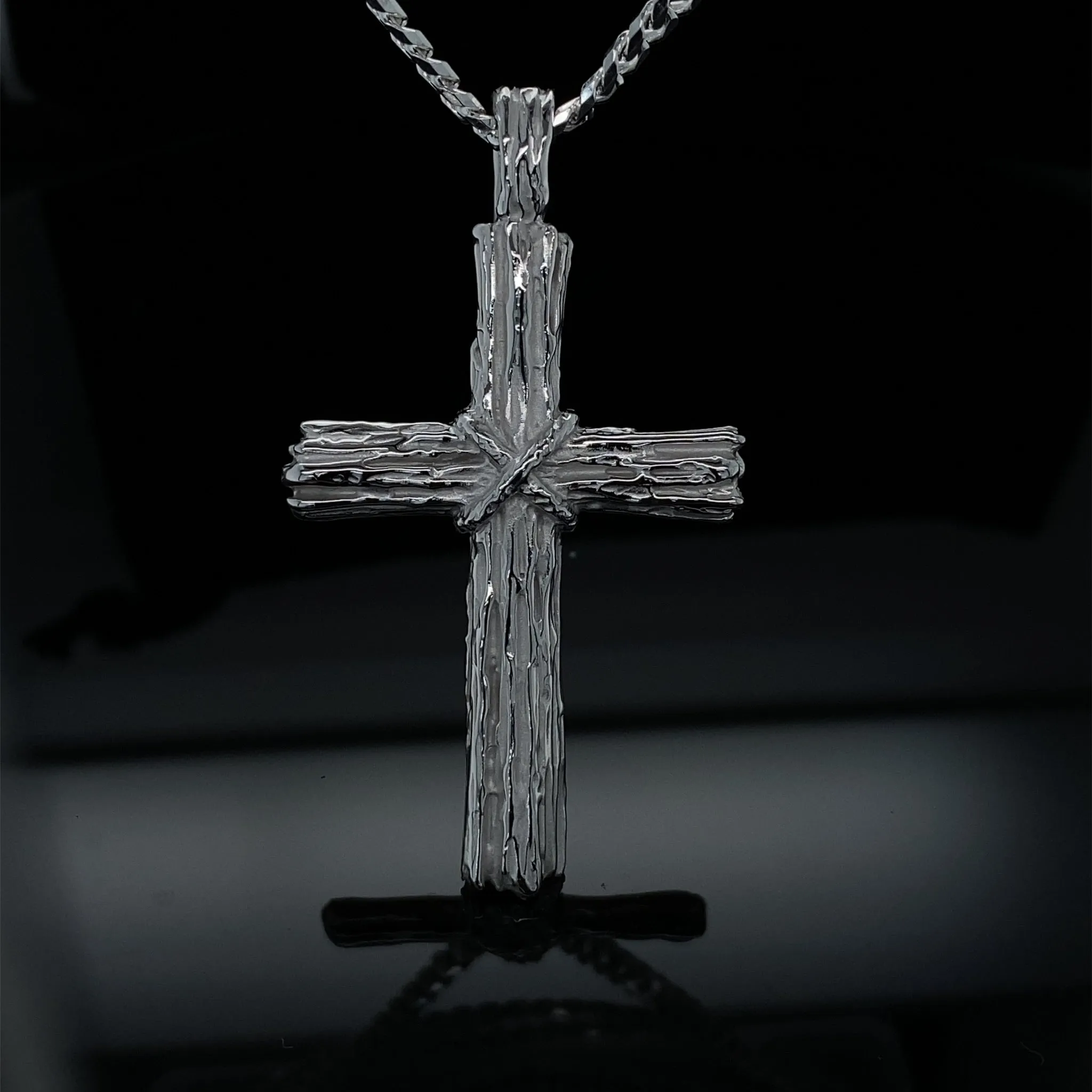 Heavy Men's Rustic Driftwood Cross & Chain