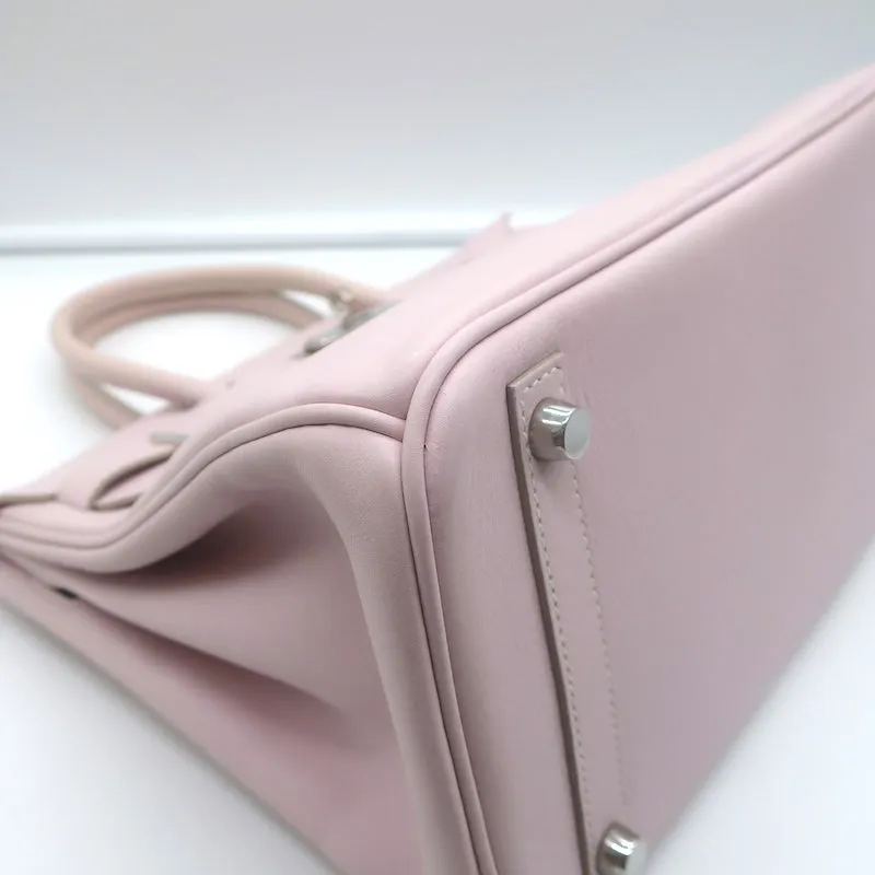 Hermes Birkin 30 Bag Rose Dragee Swift Leather Palladium Hardware