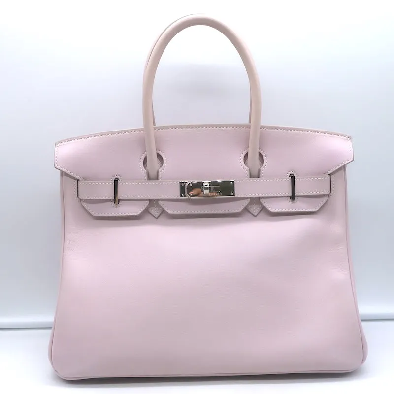 Hermes Birkin 30 Bag Rose Dragee Swift Leather Palladium Hardware