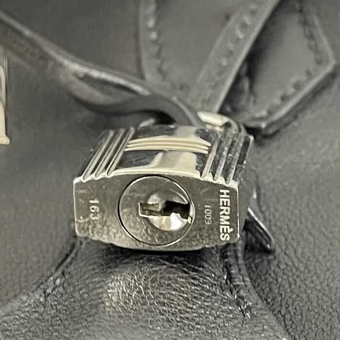 Hermes - Birkin 30 Black Swift Leather Noir PHW Palladium Hardware 2010
