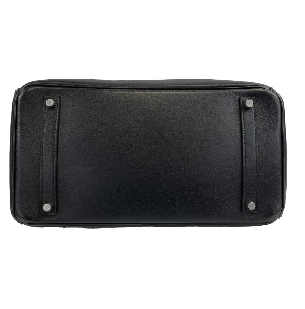 Hermes - Birkin 30 Black Swift Leather Noir PHW Palladium Hardware 2010
