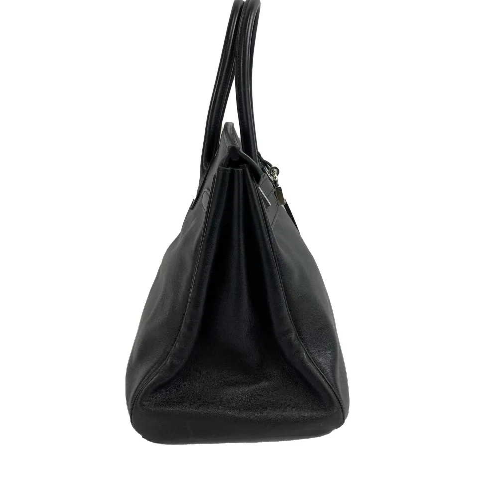 Hermes - Birkin 30 Black Swift Leather Noir PHW Palladium Hardware 2010