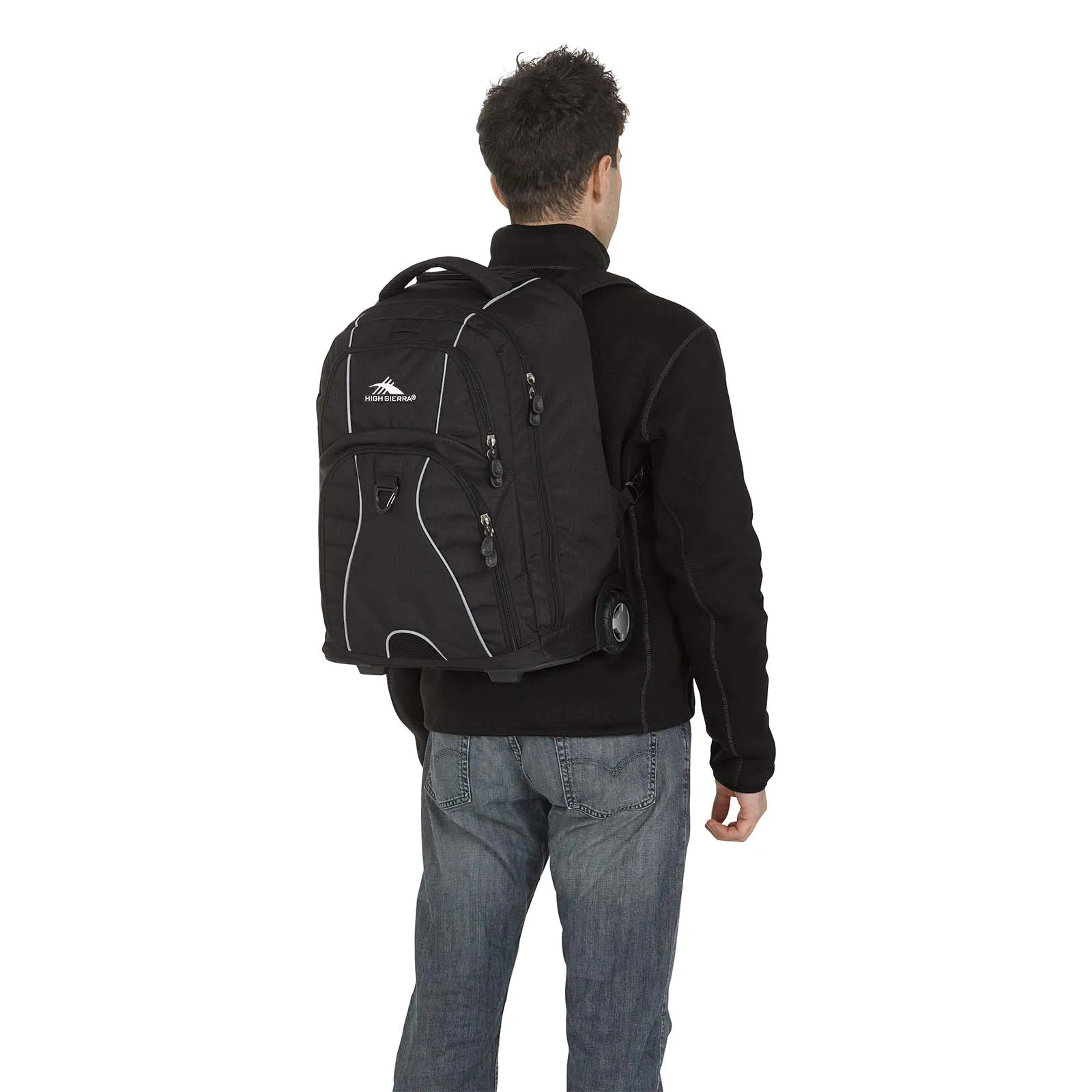 High Sierra Freewheel Wheeled 17 Inch Laptop Backpack Black