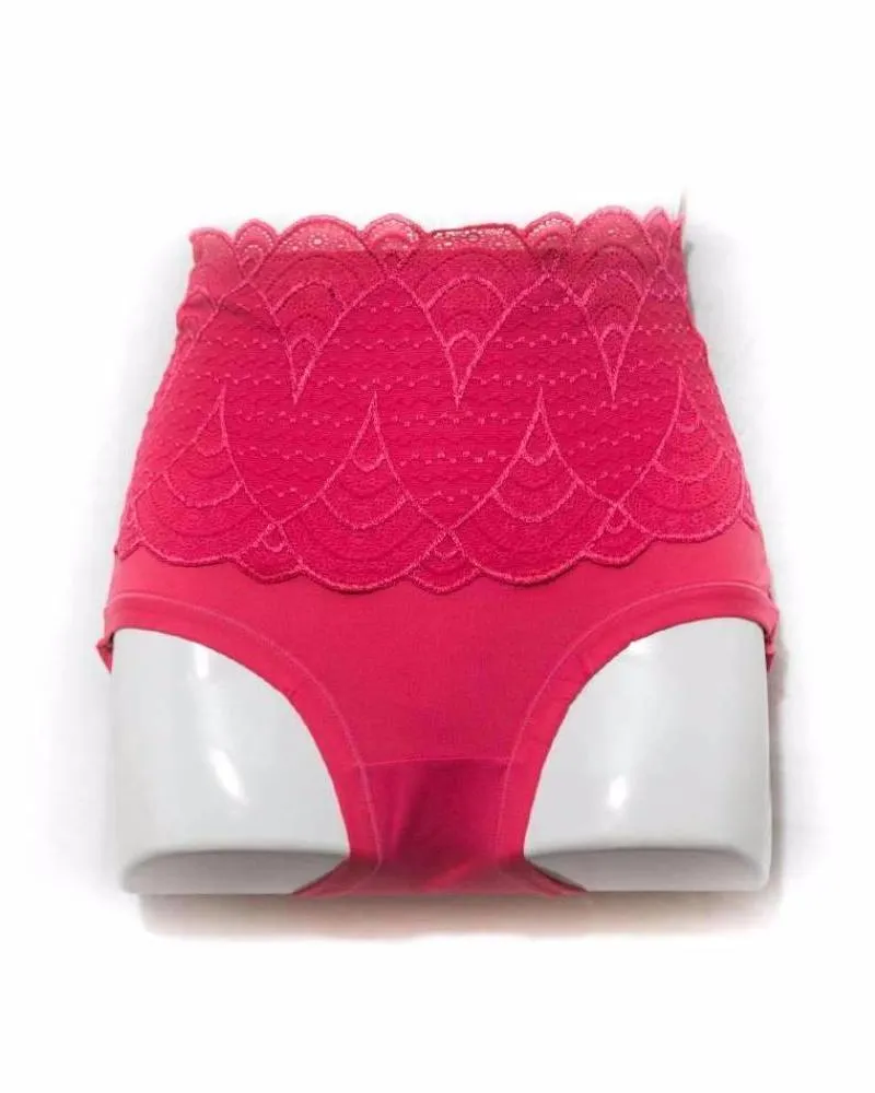 HIGH WAIST PANTY – Hot Pink Embroidered Panty