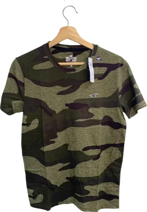 Hollister Green Camouflage Print T-Shirt UK XS