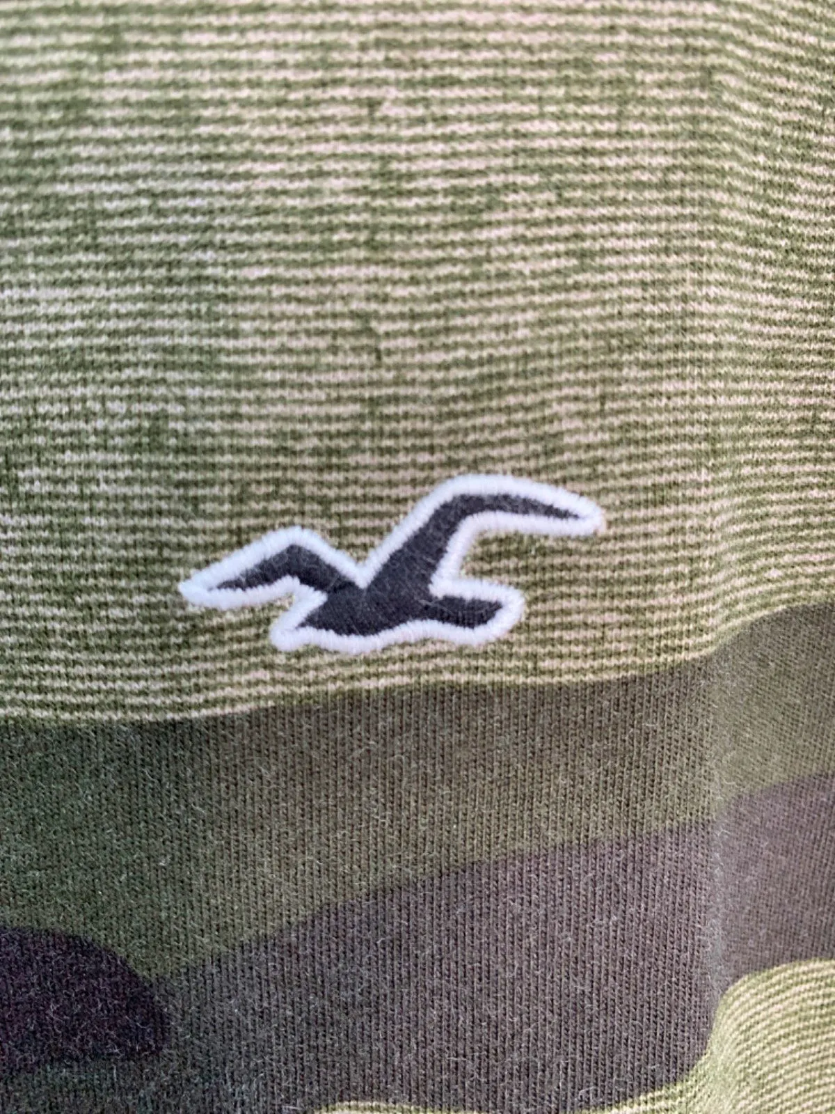 Hollister Green Camouflage Print T-Shirt UK XS