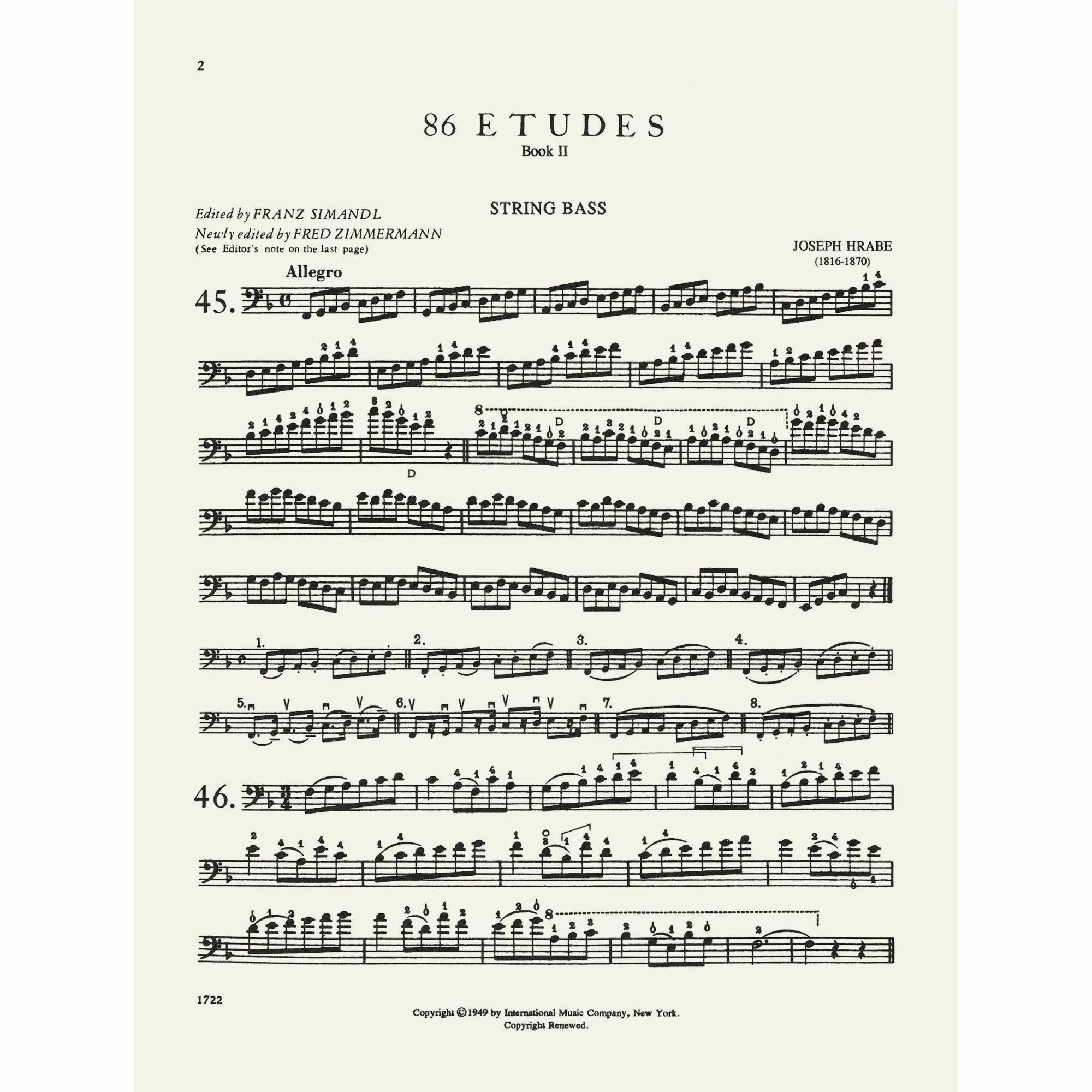Hrabe: 86 Etudes for String Bass - Book 1