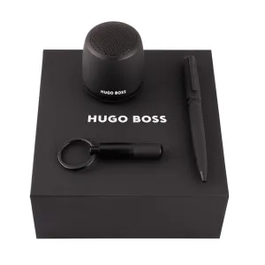 HUGO BOSS HPBEK007A-Set Gear Matrix Black (ballpoint pen, key ring & speaker)