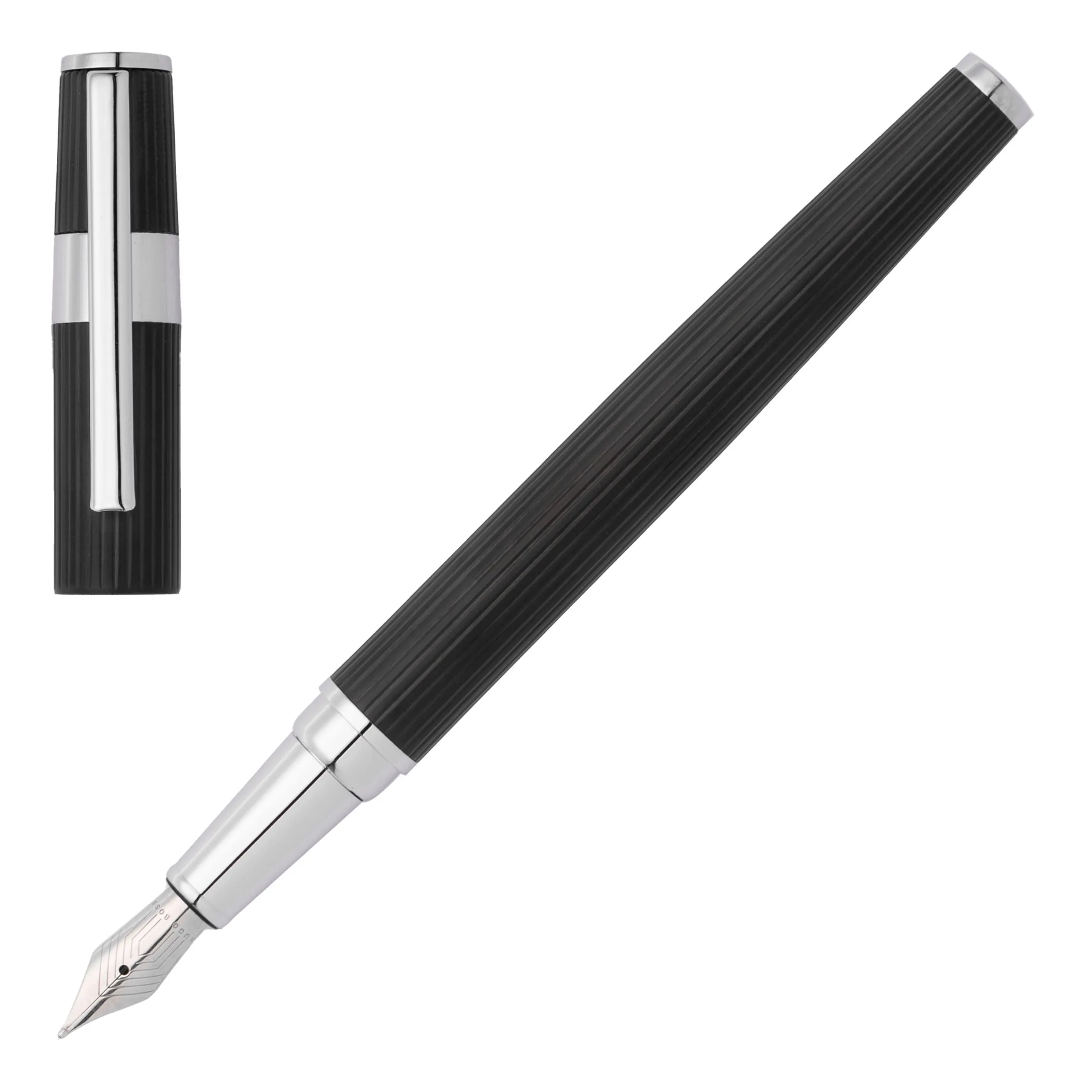 HUGO BOSS HPBP285A-Set Gear Pinstripe Black / Chrome (ballpoint pen & fountain pen)