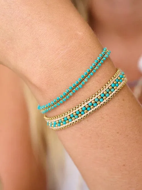 Isla Turquoise Gold Braided Bracelet
