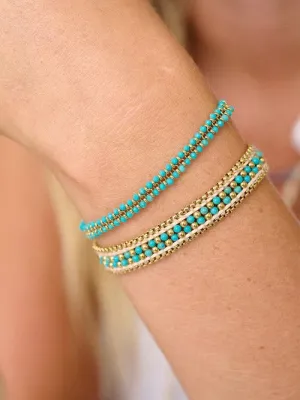 Isla Turquoise Gold Braided Bracelet