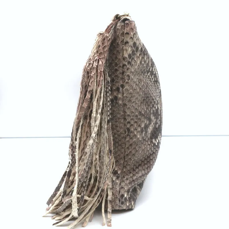 Jacquie Aiche Tassle Clutch Gray/Cream Snakeskin Medium Bag
