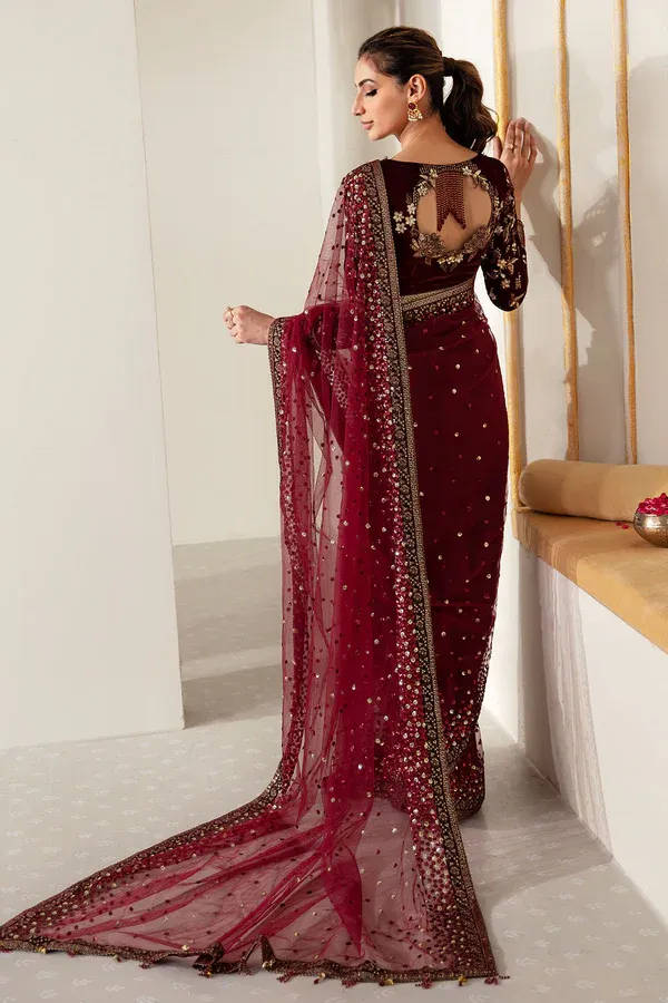 Jazmin Luxury Net Embroidered Saree Unstitched VF-2016
