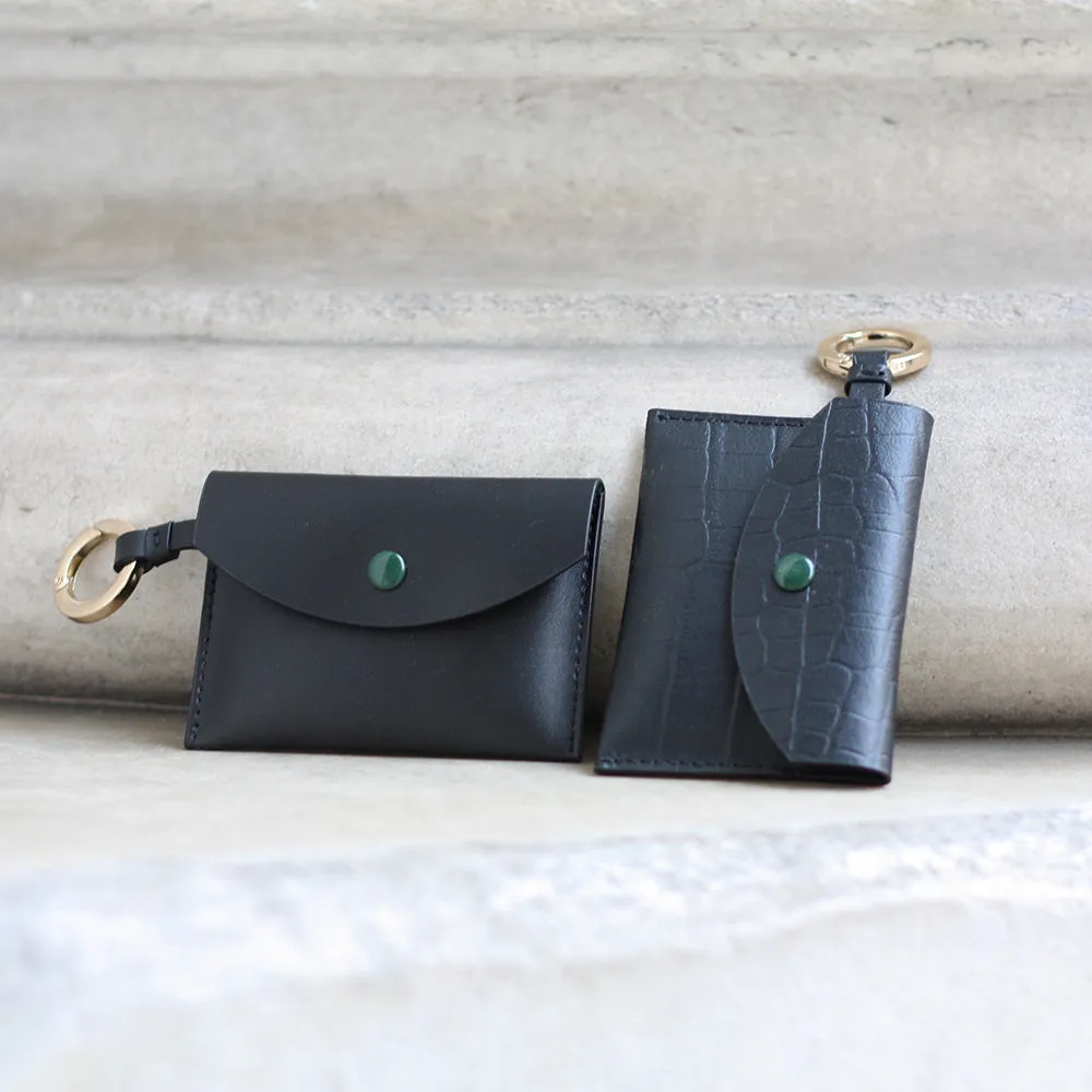 KAFKA CARD CASE CROC-BLACK