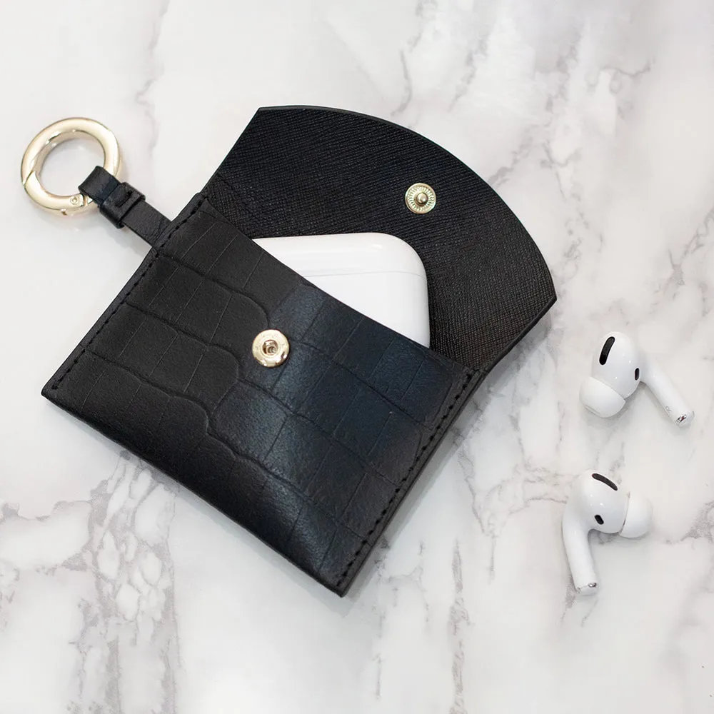 KAFKA CARD CASE CROC-BLACK