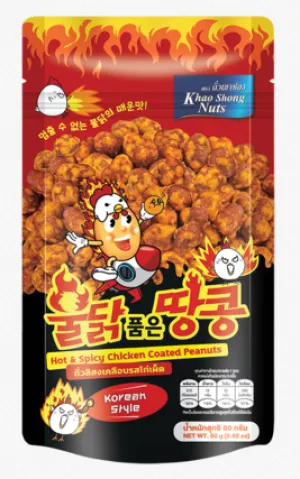 KHAO SHONG Korea Korean Hot & Spicy Chicken coated Peanuts, pouch, 80G