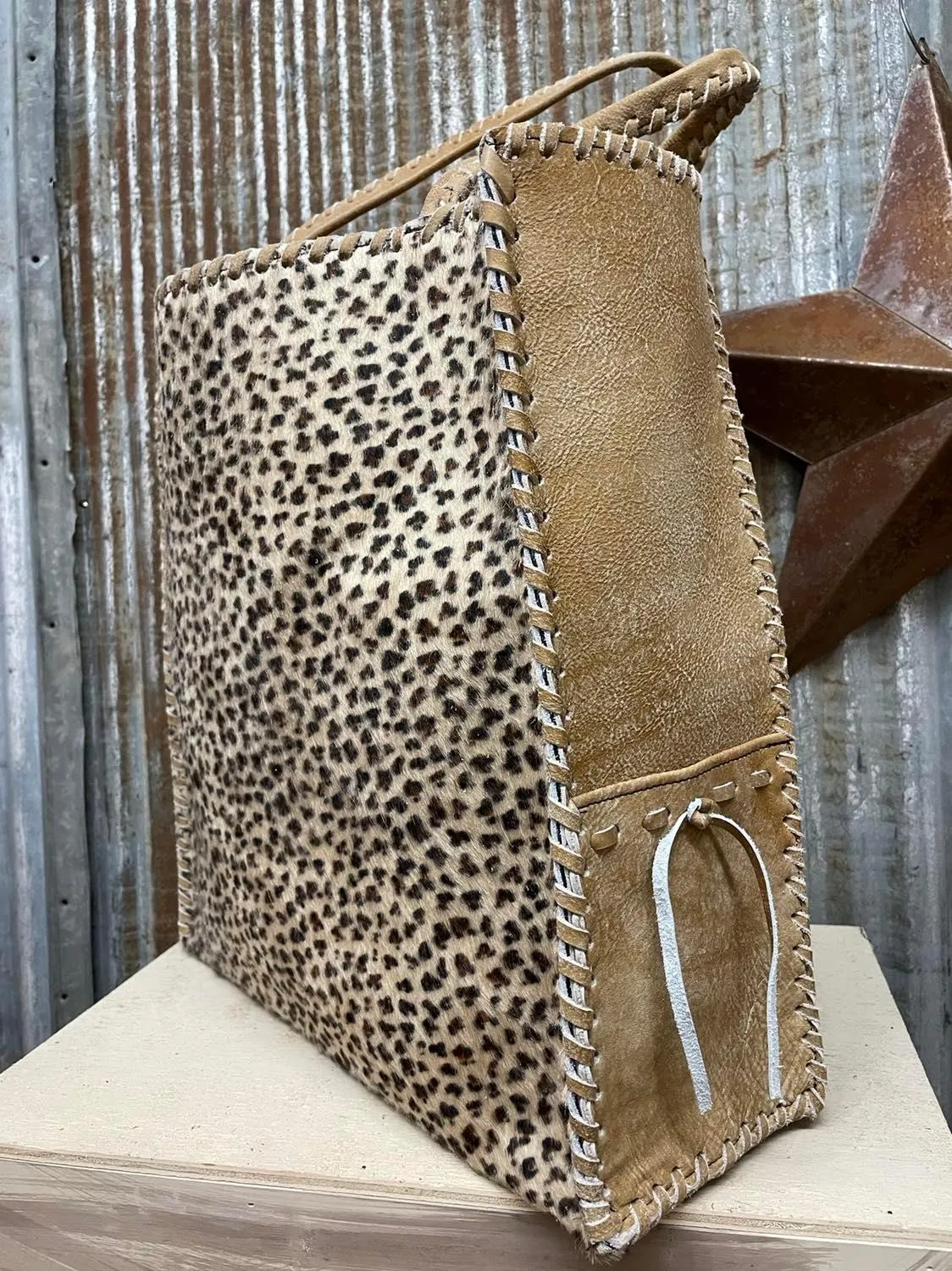 KurtMen Cheetah Tall Box Tote Bag