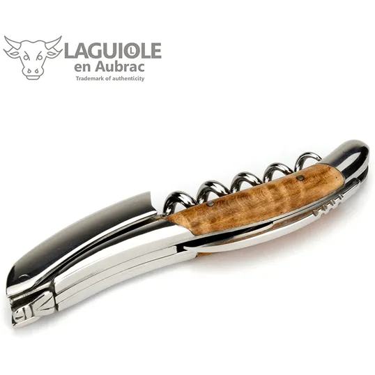 Laguiole en Aubrac Sommelier Waiter's Corkscrew with Wavy Maple Wood Handle