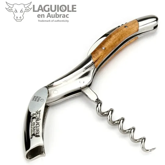 Laguiole en Aubrac Sommelier Waiter's Corkscrew with Wavy Maple Wood Handle