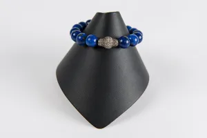 Lapis and pave diamond bead
