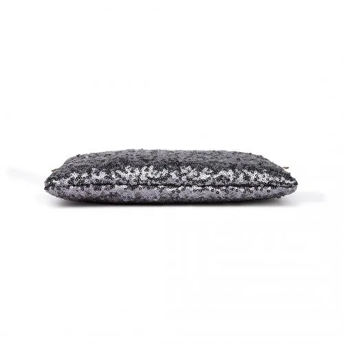 LH1765 - Miss Lulu Sequins Clutch Evening Bag - Grey