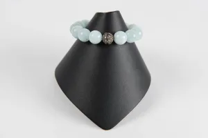 Light blue chalcedony with pave diamond bead