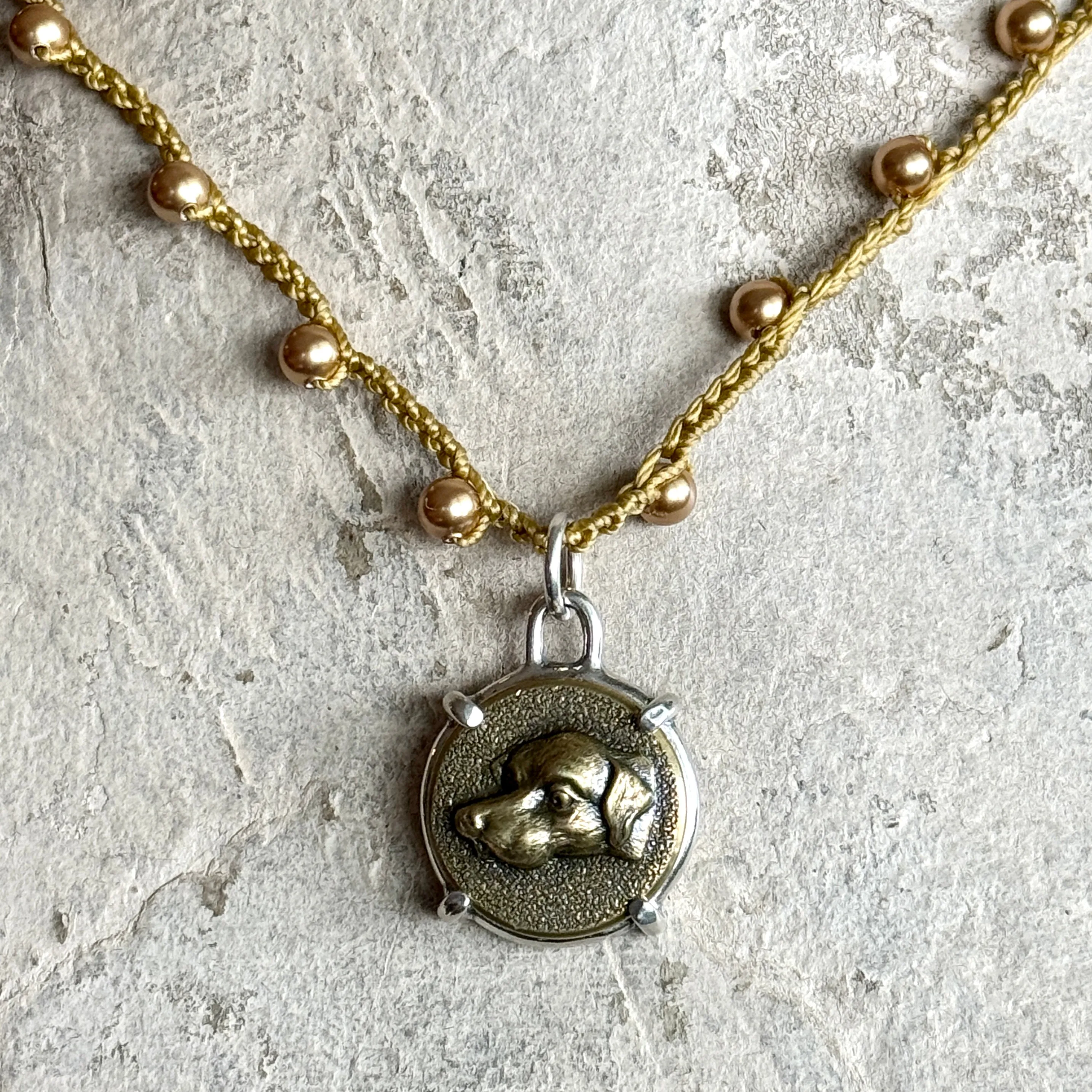 Little Lovely Dog Head Button Necklace