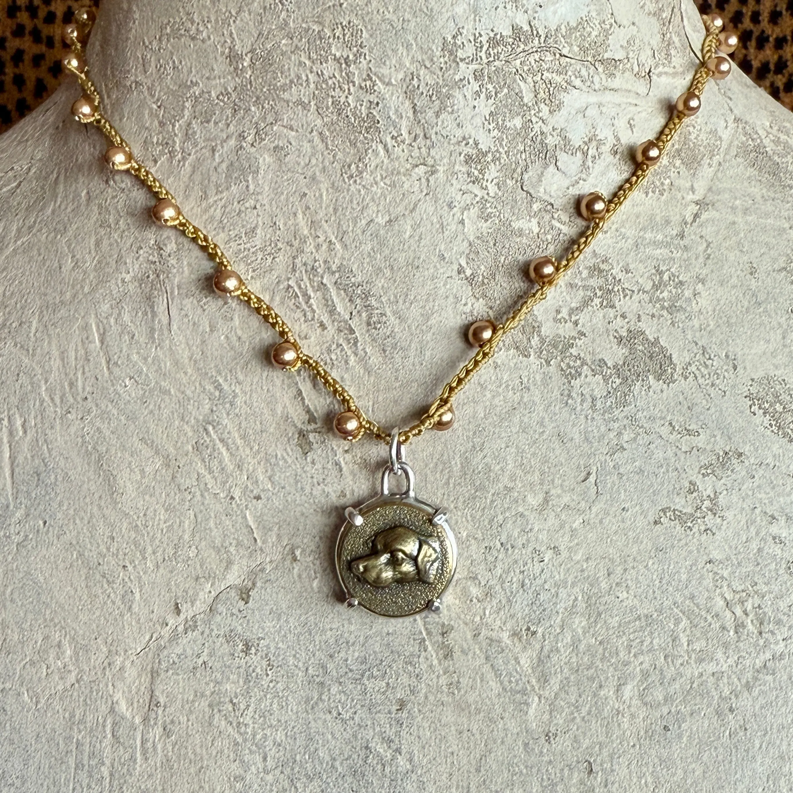 Little Lovely Dog Head Button Necklace