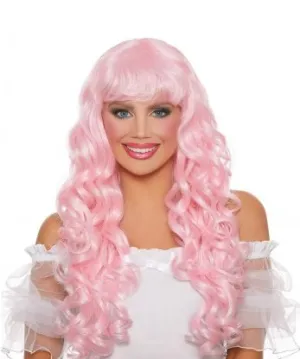 Long Curly Wig - Pink