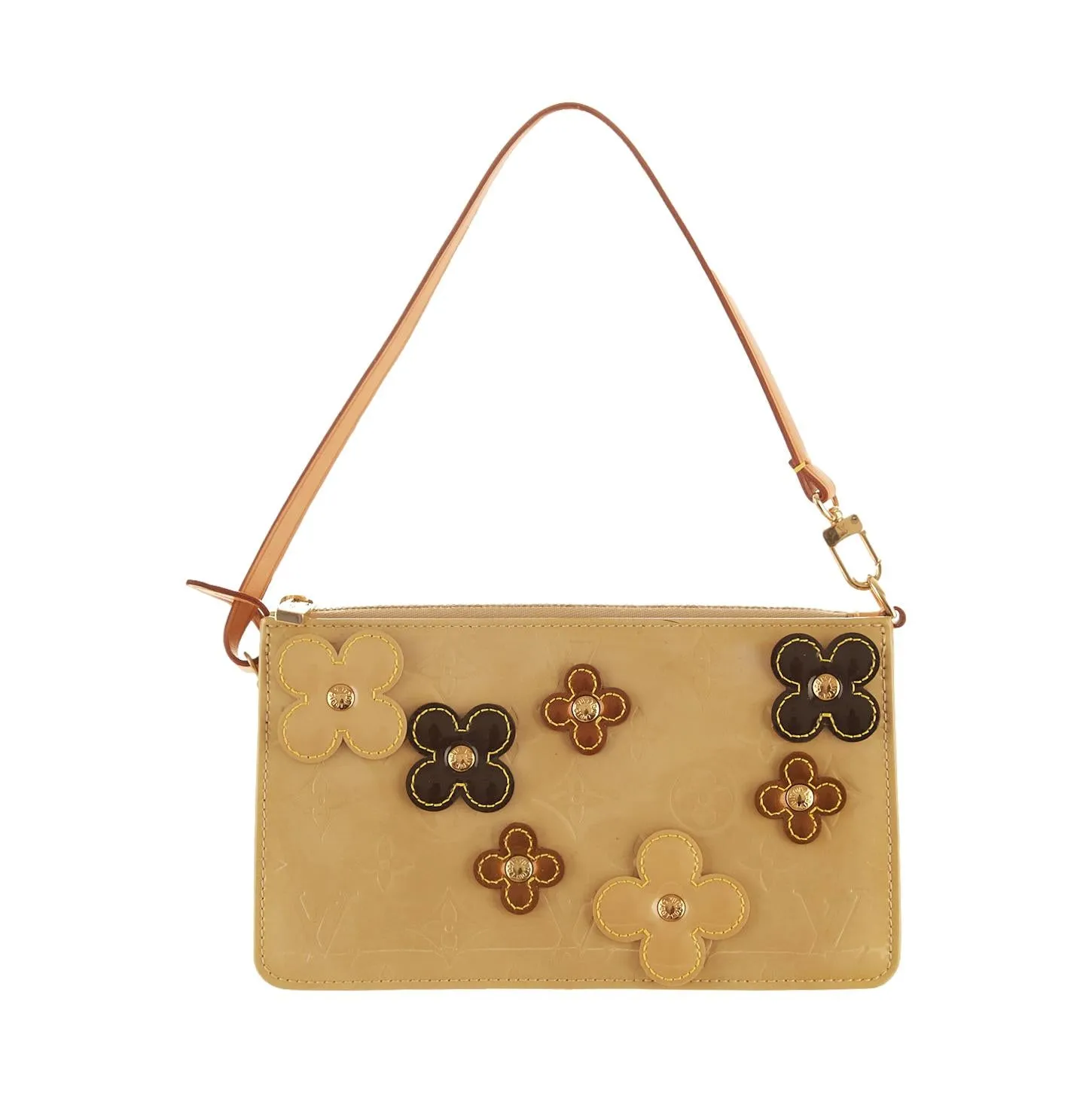 Louis Vuitton Beige Patent Flower Mini Shoulder Bag