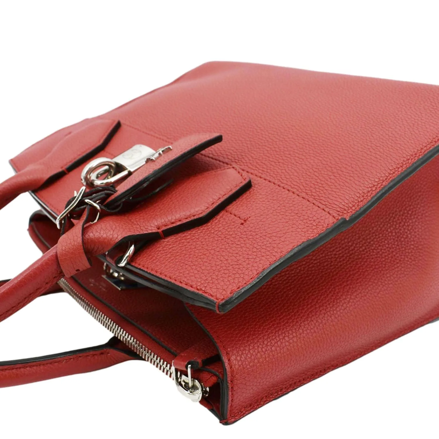 LOUIS VUITTON City Steamer PM Leather Tote Bag Red