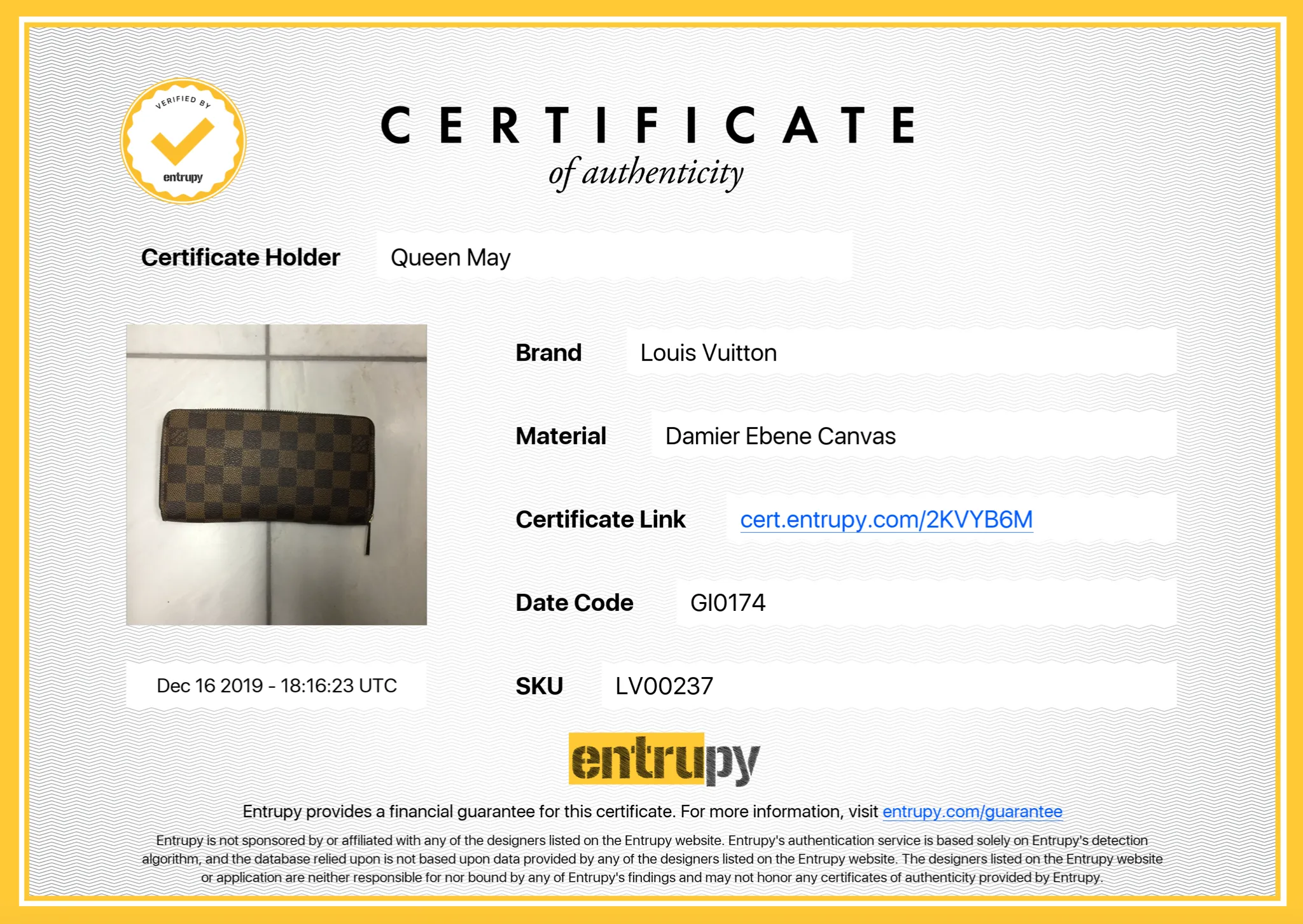 Louis Vuitton Damier Ebene Zippy Wallet