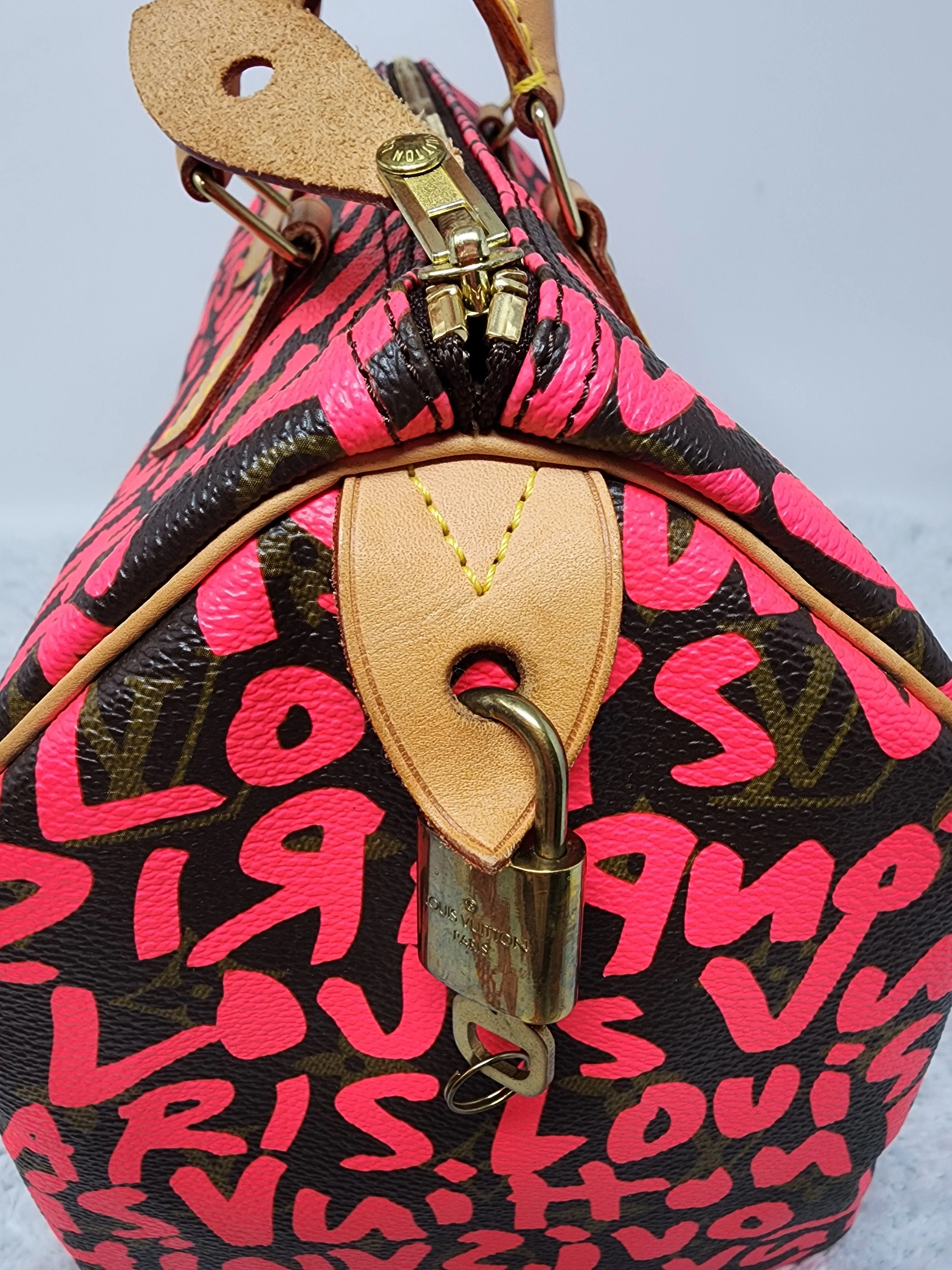 LOUIS VUITTON LIMITED EDITION STEPHEN SPROUSE PINK GRAFFITI SPEEDY 30