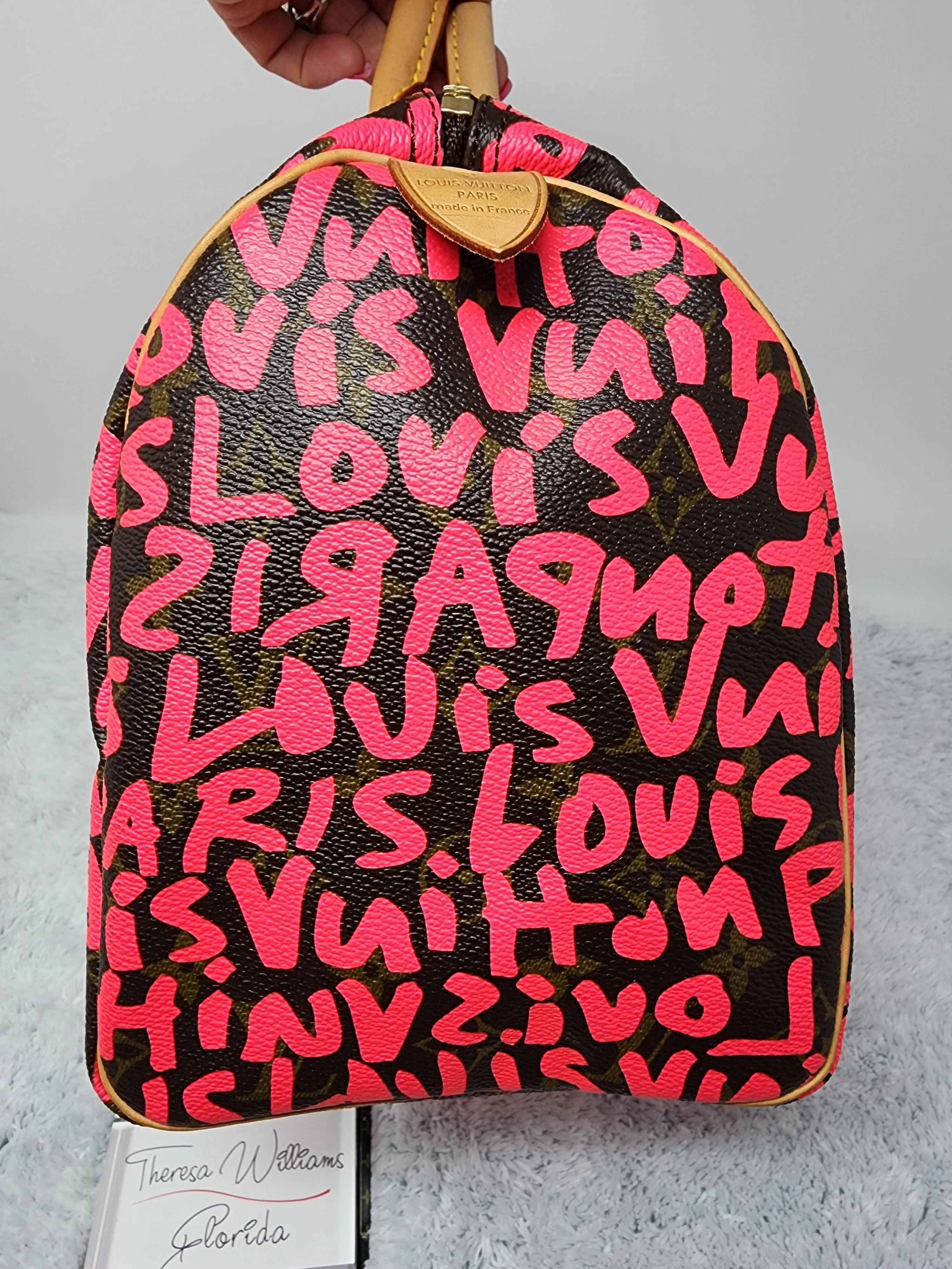 LOUIS VUITTON LIMITED EDITION STEPHEN SPROUSE PINK GRAFFITI SPEEDY 30