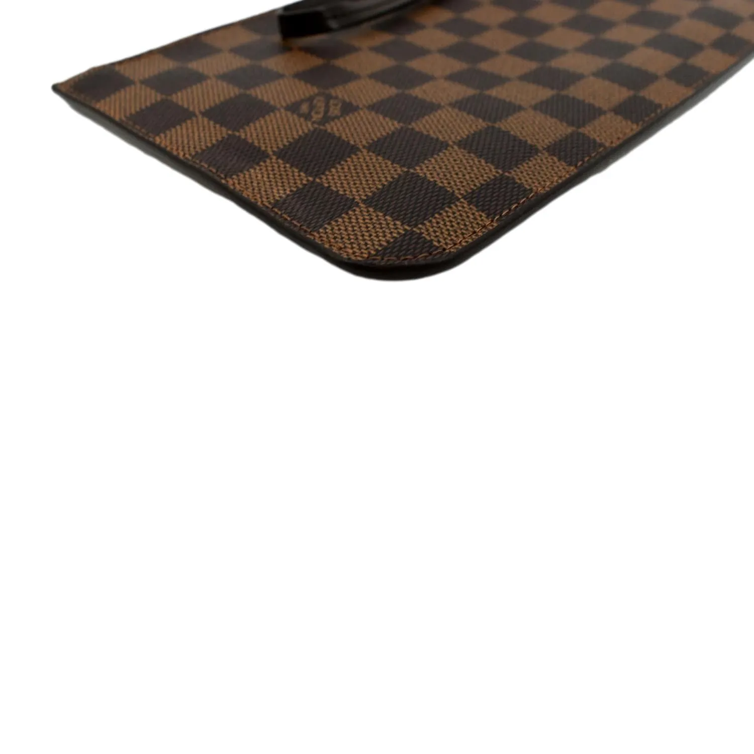 LOUIS VUITTON Neverfull Damier Ebene Pochette Wristlet Pouch Brown