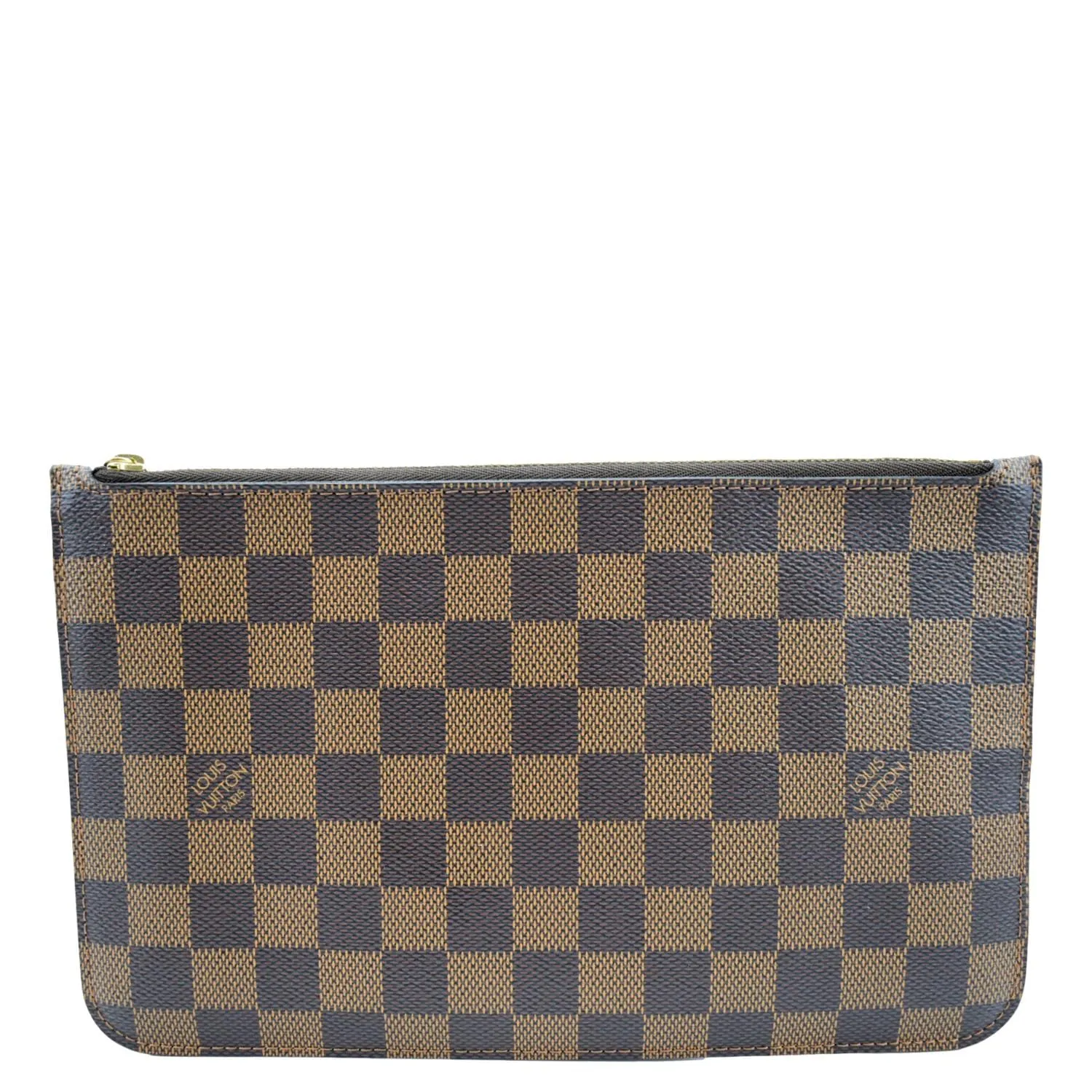 LOUIS VUITTON Neverfull Damier Ebene Pochette Wristlet Pouch Brown