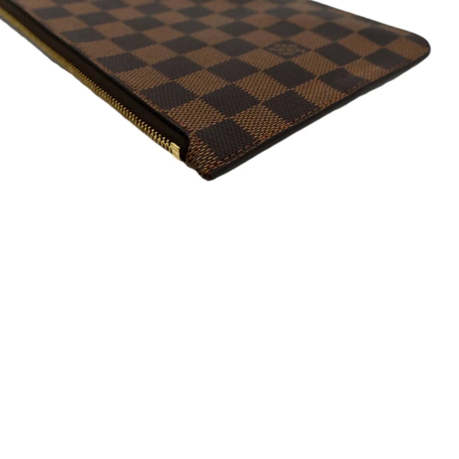 LOUIS VUITTON Neverfull Damier Ebene Pochette Wristlet Pouch Brown