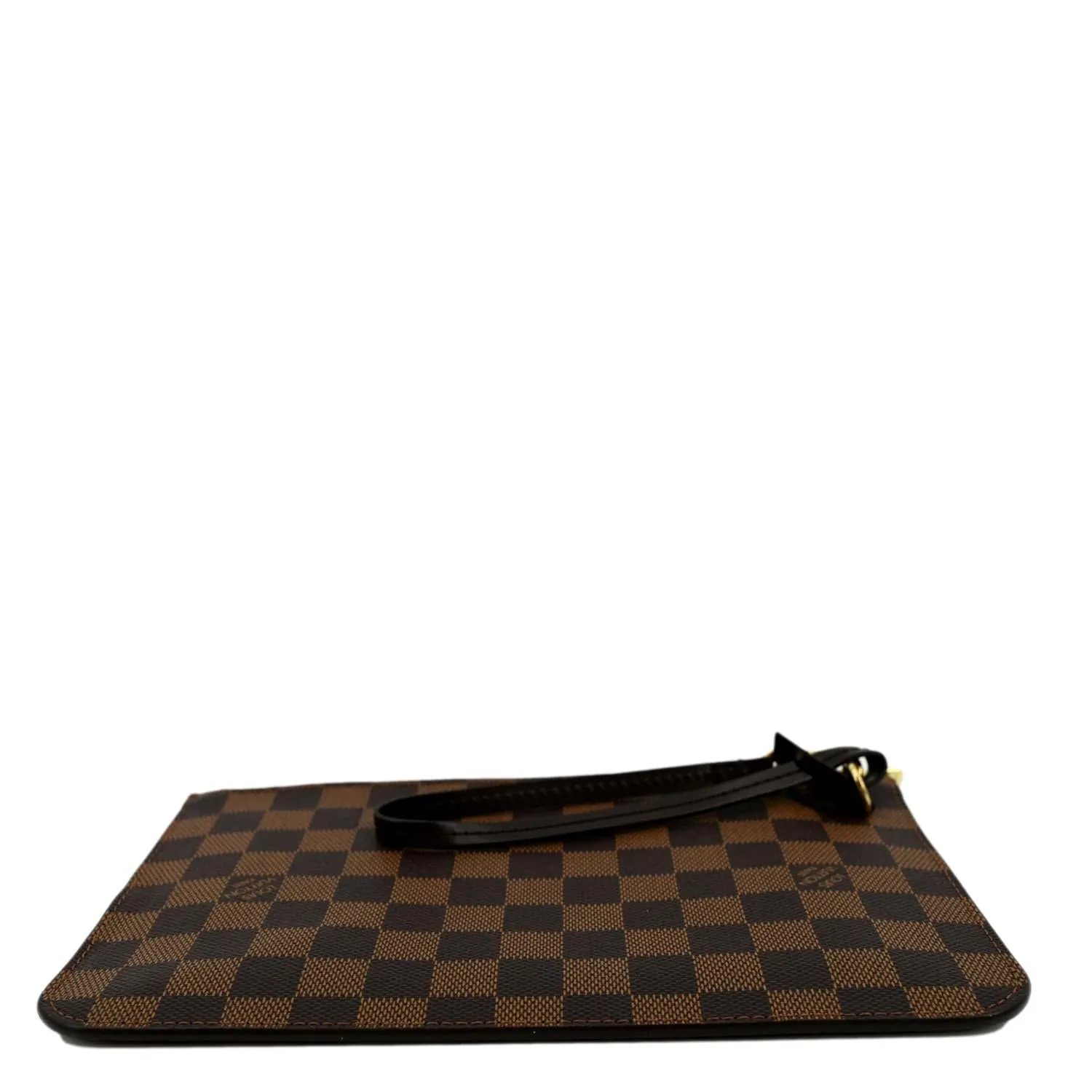 LOUIS VUITTON Neverfull Damier Ebene Pochette Wristlet Pouch Brown