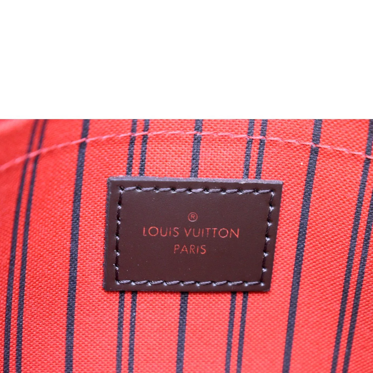 LOUIS VUITTON Neverfull Damier Ebene Pochette Wristlet Pouch Brown