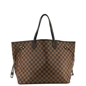 LOUIS VUITTON Neverfull GM Damier Ebene Tote Shoulder Bag Brown