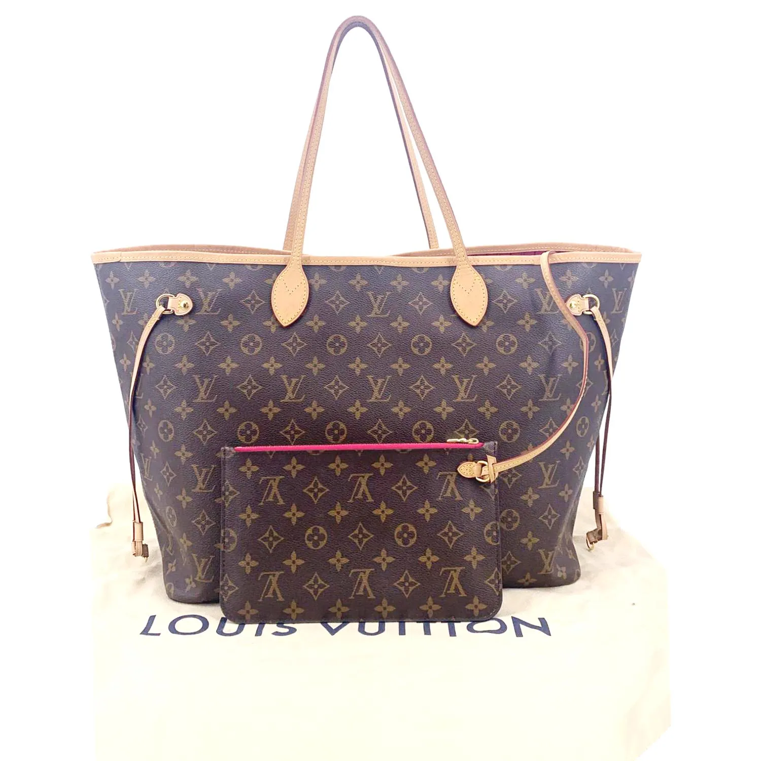 LOUIS VUITTON Neverfull GM Monogram Canvas Tote Bag Fuchsia