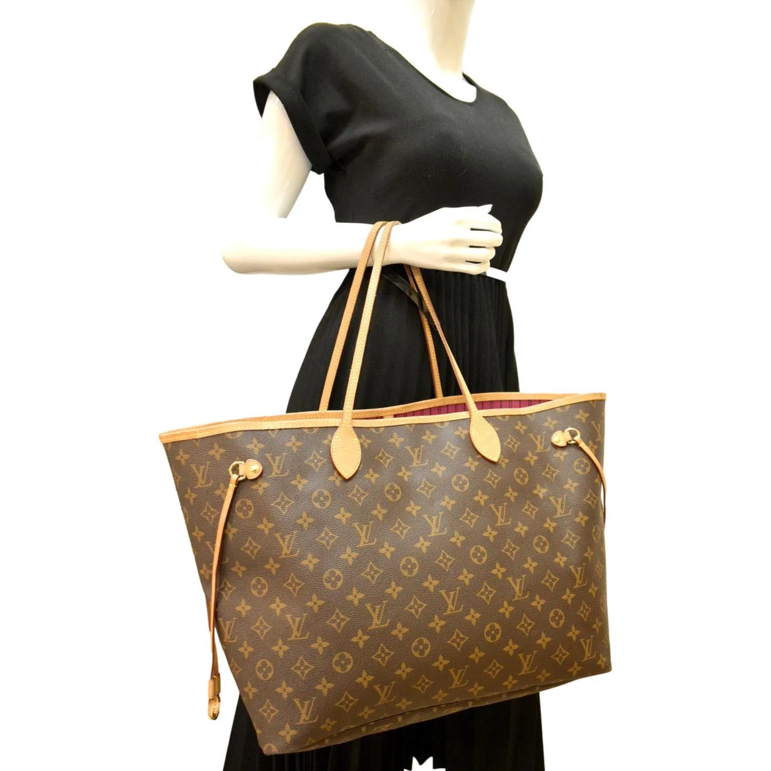 LOUIS VUITTON Neverfull GM Monogram Canvas Tote Bag Fuchsia