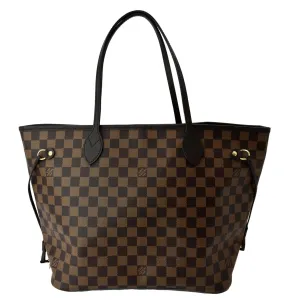 LOUIS VUITTON Neverfull MM Damier Ebene Tote Bag Brown