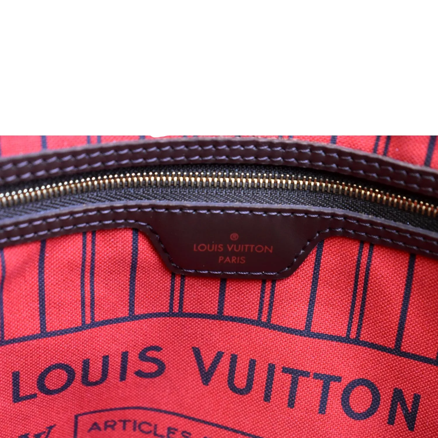 LOUIS VUITTON Neverfull MM Damier Ebene Tote Bag Brown