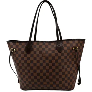 LOUIS VUITTON Neverfull MM Damier Ebene Tote Bag Brown