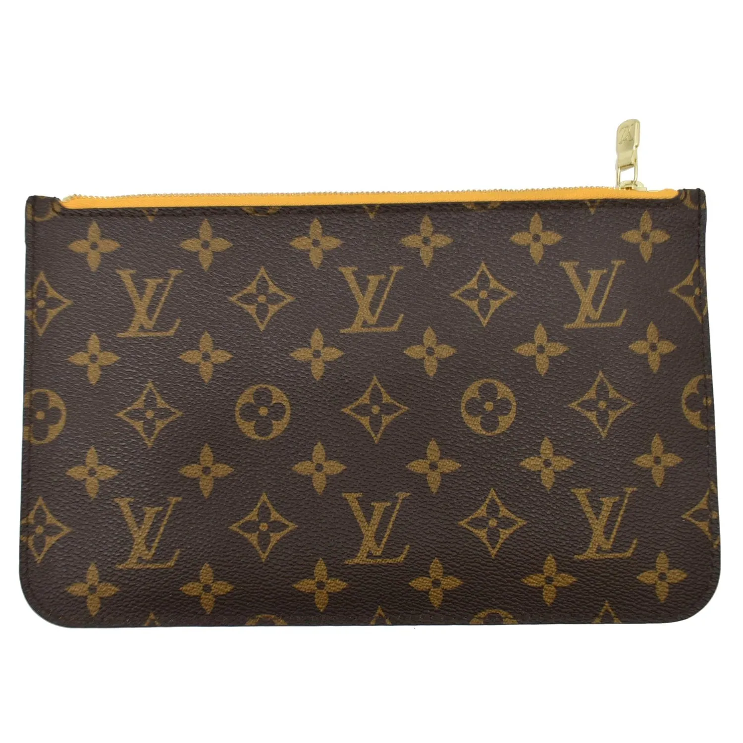 LOUIS VUITTON Neverfull MM Monogram Canvas Pochette Wristlet Pouch Brown
