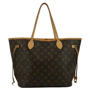 LOUIS VUITTON Neverfull MM Monogram Canvas Tote Bag Brown
