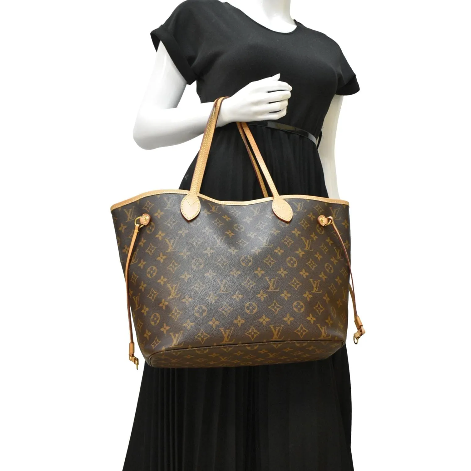 LOUIS VUITTON Neverfull MM Monogram Canvas Tote Bag Brown